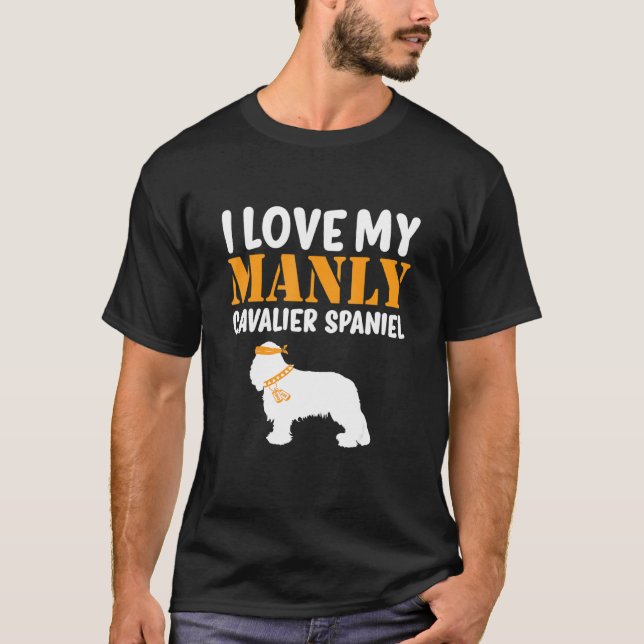 Cavalier spanel Pet Funny Boy Hund Puppy Gender Re T Shirt (Framsida)