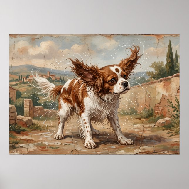 Cavalier Spaniel Impressionistiskt Landskap Poster (Framsidan)