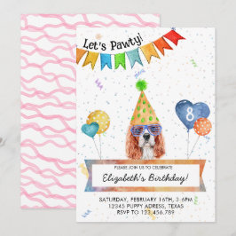 Cavalier Spaniel Låter Pawty Hund Födelsedagsfiran Inbjudningar