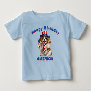 Cavalier Spaniel Valp (2d) Patriotisk Barn T-Shirt