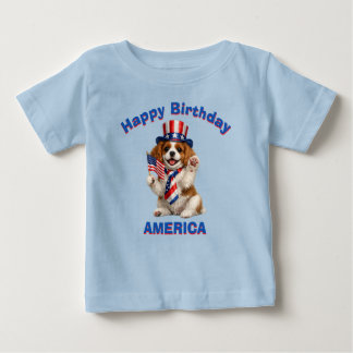 Cavalier Spaniel Valp (2d) Patriotisk Barn T-Shirt