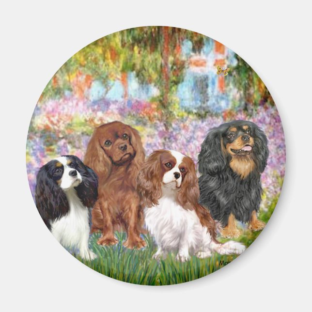 Cavaliers (4) - i Monets trädgård Magnet (Framsidan)