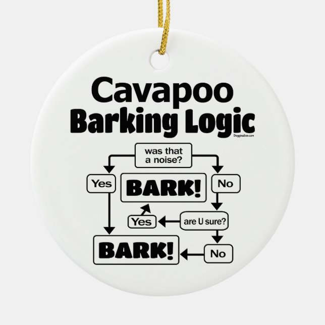 Cavapoo Barking Logic Julgransprydnad Keramik (Framsidan)