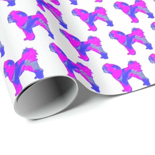 Cavapoo Breed Hund Silhouette P&B White Gift Presentpapper (Rullad Hörn)