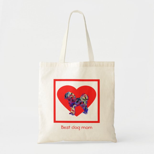Cavapoo Cavoodle Hund Silhouette Red Best Hund Mam Tygkasse (Framsidan)