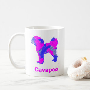 Cavapoo Crazy Shock rosa och Blue White Coffee Mug Kaffemugg