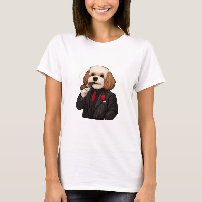 Cavapoo Don – Rolig Mafia Hund Dam T-Shirt (Framsida)