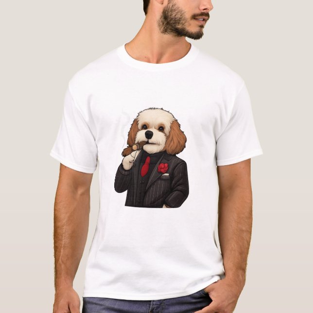 Cavapoo Don – Rolig Mafia Hund Konst T-Shirt (Framsida)