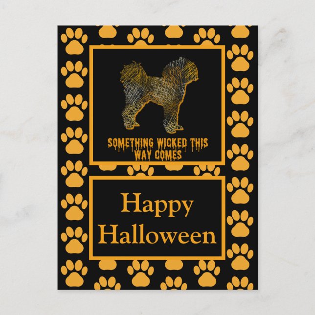 Cavapoo English Hund Silhouette Halloween Vykort (Framsida)