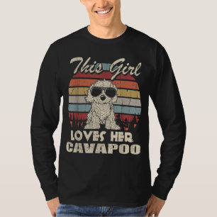 Cavapoo Girl Coola Vintage Retro för Mamma T Shirt