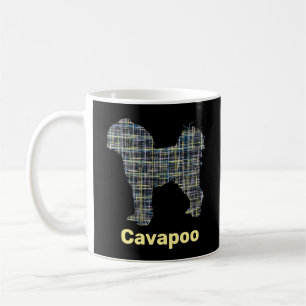 Cavapoo Gult & Black Grid Line Kaffemugg