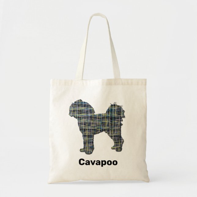 Cavapoo Gult & Black Grid Line Tygkasse (Framsidan)