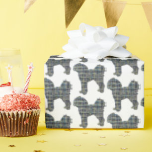 Cavapoo Gult & Black Grid Line White Gift Presentpapper