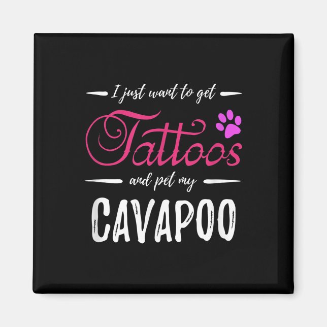 Cavapoo Hund älskare Tattoo Rolig hund Mamma Gift  Magnet (Framsidan)