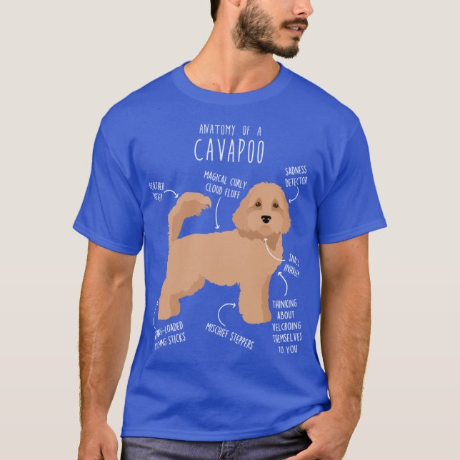 Cavapoo Hund Anatomi retro T Shirt (Framsida)