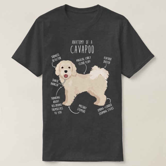 Cavapoo Hund Anatomy 1 T Shirt (Design framsida)