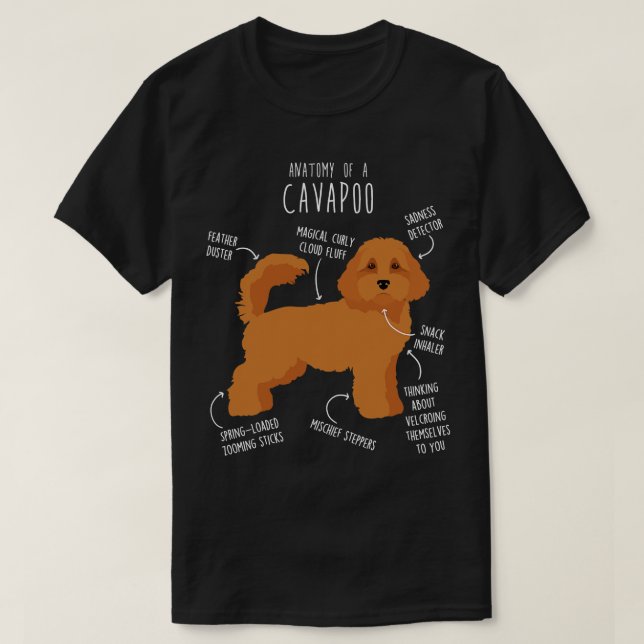 Cavapoo Hund Anatomy 4 T Shirt (Design framsida)