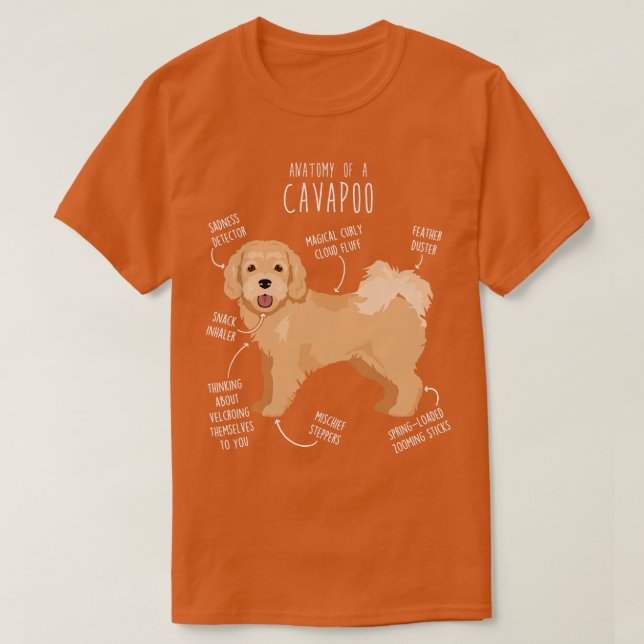 Cavapoo Hund Anatomy 6 T Shirt (Design framsida)