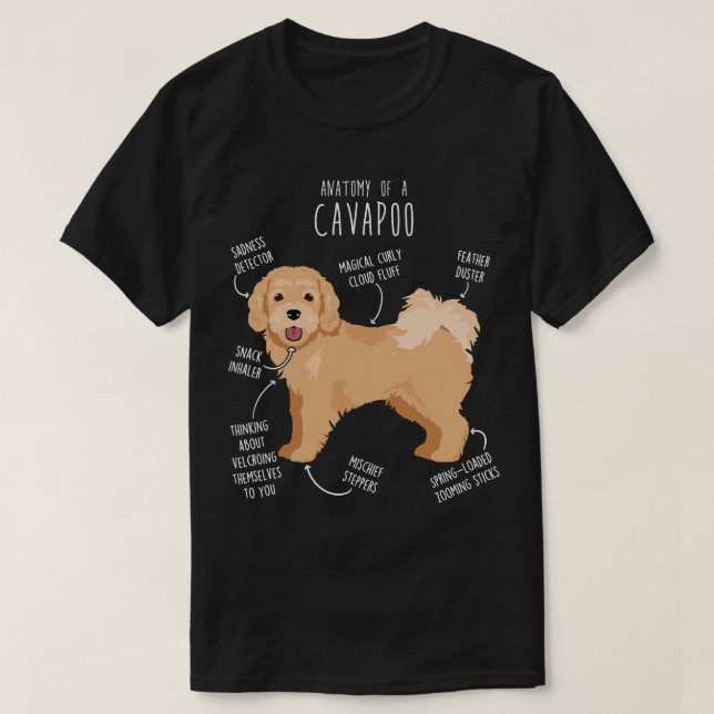 Cavapoo Hund Anatomy 6 T Shirt (Design framsida)