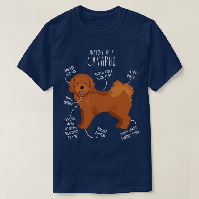 Cavapoo Hund Anatomy T Shirt (Design framsida)
