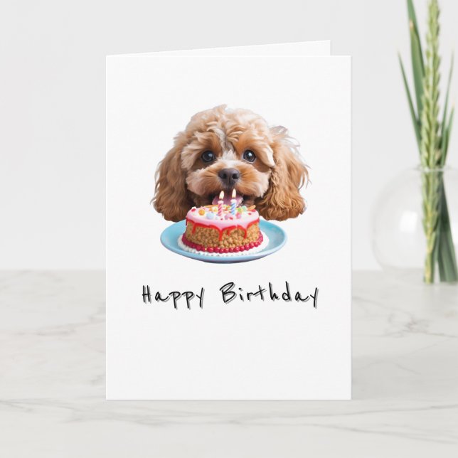Cavapoo hund, grattis på födelsedagen kort (Framsida)