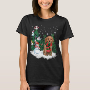 Cavapoo Hund jul jul Snögubbe Julafton Träd Pajama T Shirt