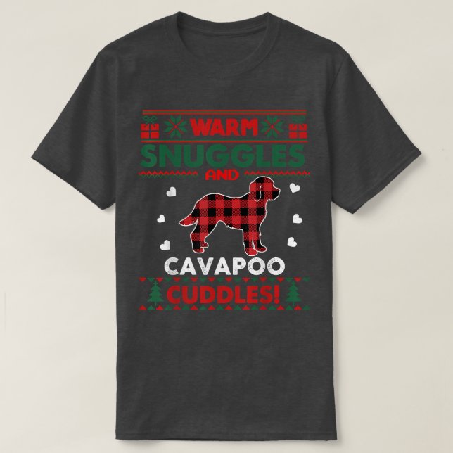 Cavapoo Hund jul Pajama Hund Julafton Ugly Christm T Shirt (Design framsida)