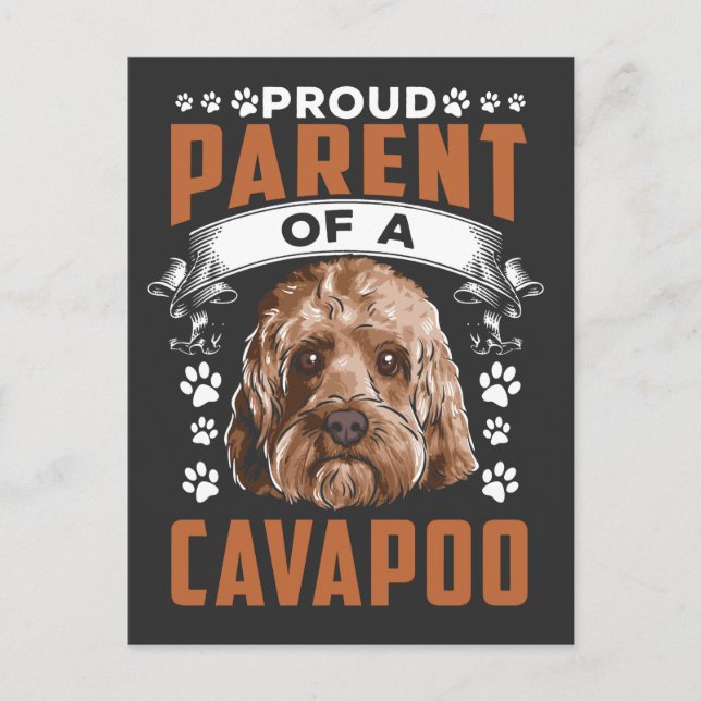 Cavapoo Hund Parent Cute Puppy Owner Vykort (Framsida)