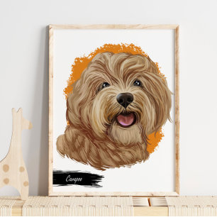 Cavapoo Hund Porträtt Skriv ut anpassningsbar Pe Poster