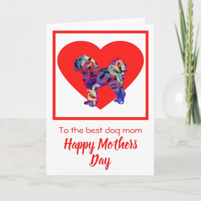 Cavapoo Hund Red Heart Mor's Day Card Tack Kort (Framsida)