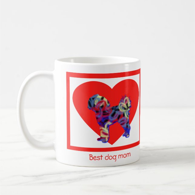 Cavapoo Hund Red Valentine Day Heart Kaffemugg (Vänster)