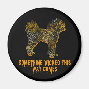 Cavapoo Hund Silhouette Roligt Halloween Magnet