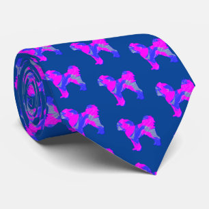 Cavapoo Hund Silhouette Rosa & Blue Mörk blått Slips