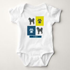Cavapoo Hund & Tass Y&B Grid Square Baby Bodykosty T Shirt