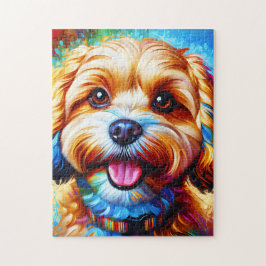 Cavapoo Hundporträtt Akryl Konsttryck Hundälskare Pussel