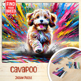Cavapoo Hundporträtt Akryl Konsttryck Hundälskare Pussel
