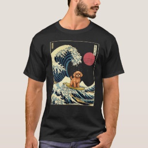 Cavapoo Japansk Kanagawa Wave Funny Surfa Hund T Shirt
