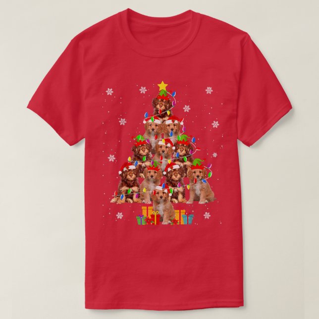 Cavapoo Julgran Funny Santa Cavoodle Hund Xm T Shirt (Design framsida)