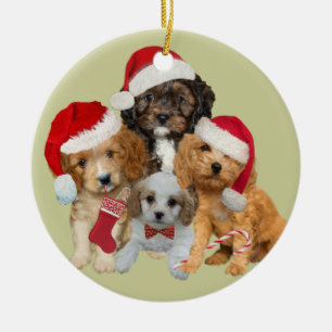 Cavapoo låt det snöa prydnaden julgransprydnad keramik