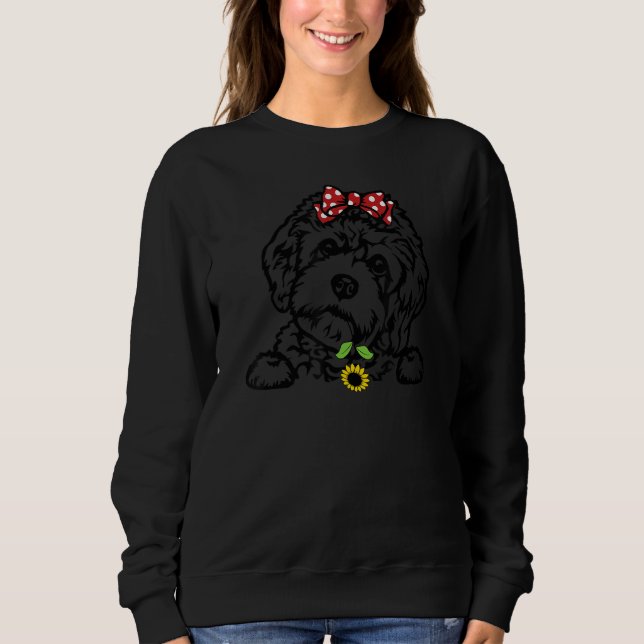 Cavapoo mamma Cavapoo solros T Shirt (Framsida)