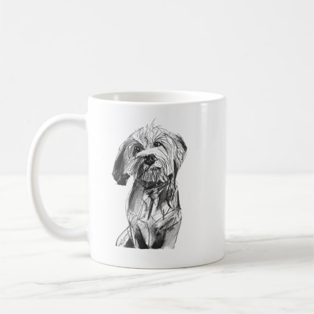 Cavapoo Mugg – Koltecknad Hund Kaffe Mugg (Vänster)