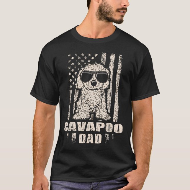 Cavapoo Pappa Cool Vintage Retro Stolt T Shirt (Framsida)