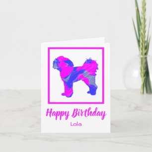 Cavapoo Silhouette Rosa Hund Funny födelsedagskort Kort