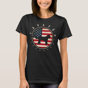 Cavapoo USA flagga 4 juli Hund Pappa T Shirt