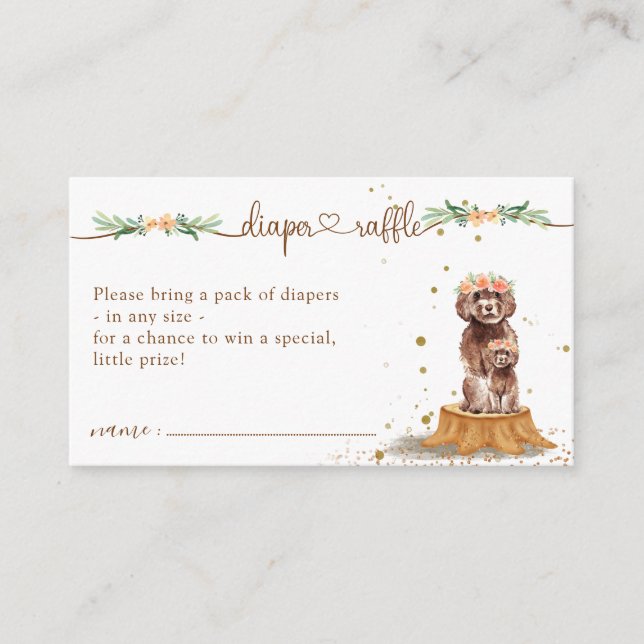 Cavapoo-valp blöja lotteri baby shower tilläggskort (Framsida)