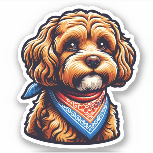 Cavapoo Vinyl Hund Sticker Klistermärken (Framsida)