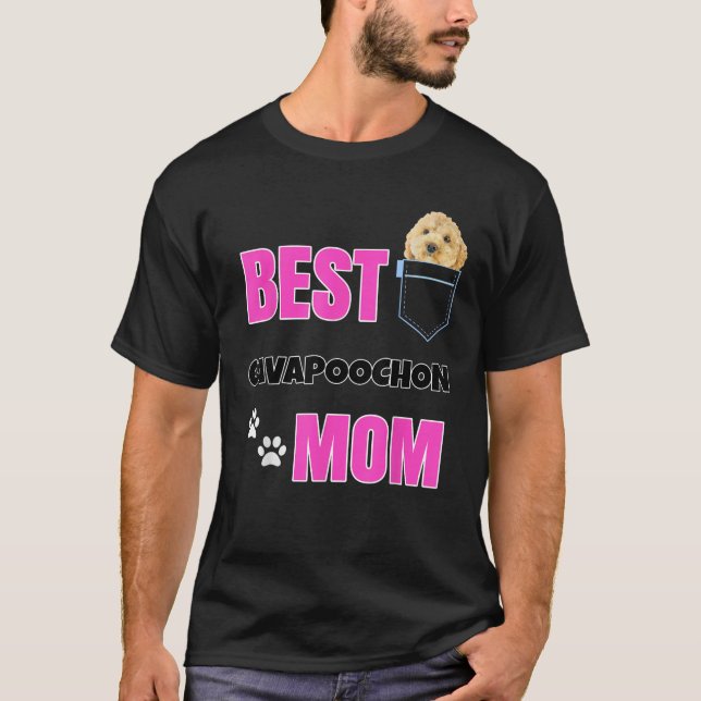 Cavapoochon i ficka Puppy Hund älskare söt Best Po T Shirt (Framsida)