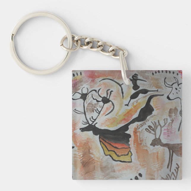 Cave Art Abstrakt Acrylic Nyckelring (Framsidan)