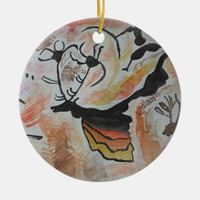 Cave Art-Abstrakt Julgransprydnad Keramik (Framsidan)