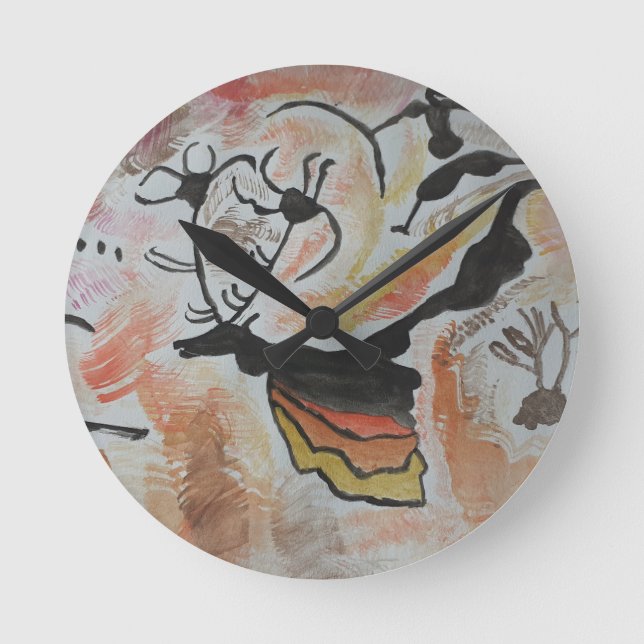 Cave Art-Abstrakt Rund Klocka (Framsida)